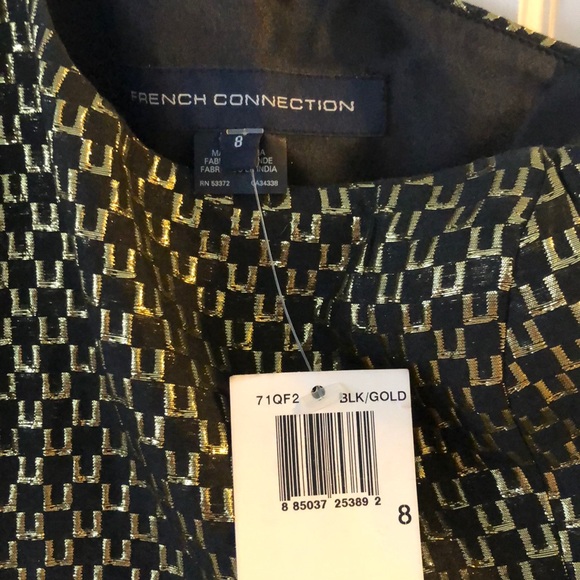 French Connection Cocktail Dress NWT Gold/Black - Picture 2 of 2